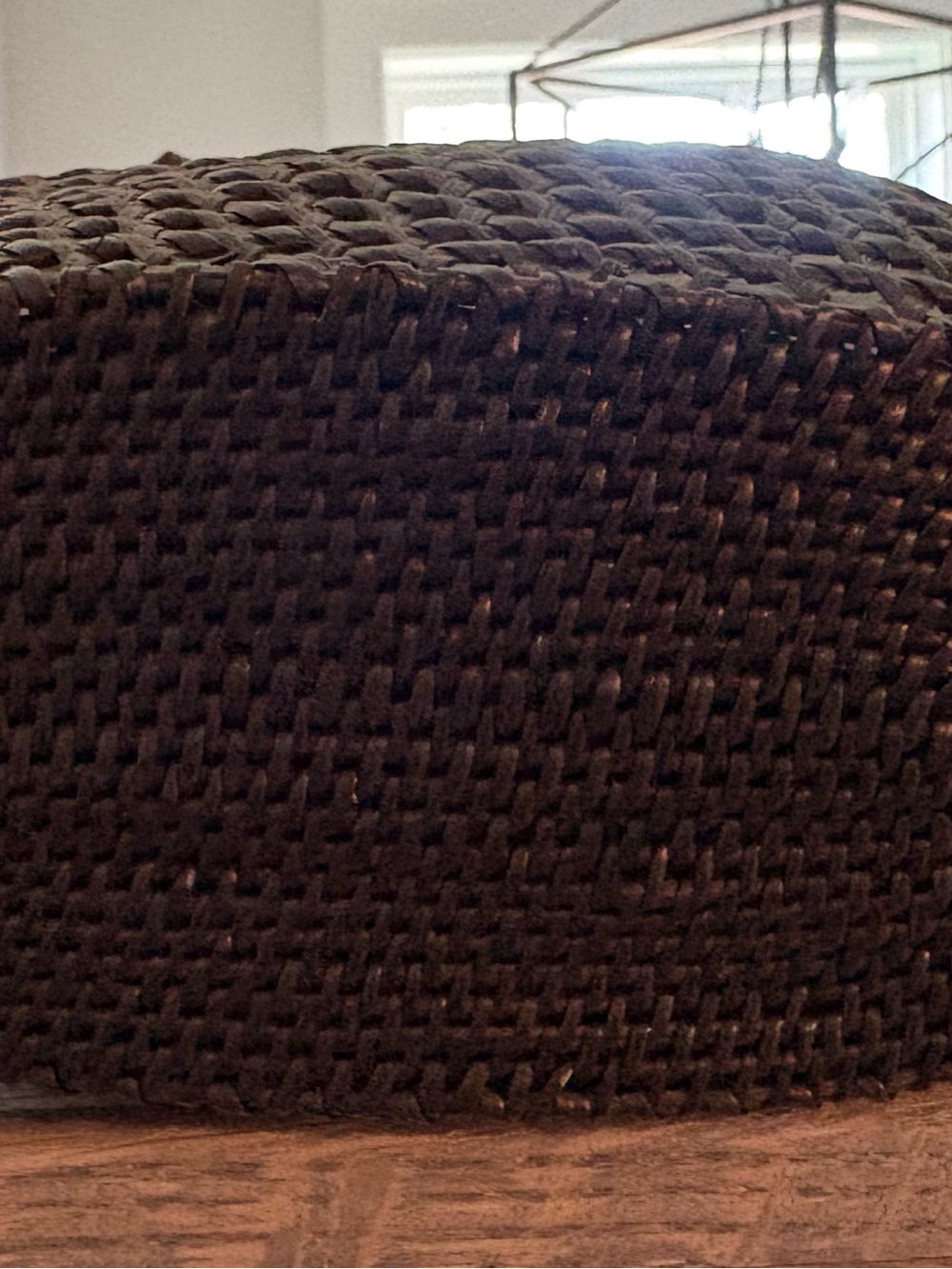 NWT Anthro Black 100% Rattan Woven Bead-Handle Tote - Picture 8 of 13